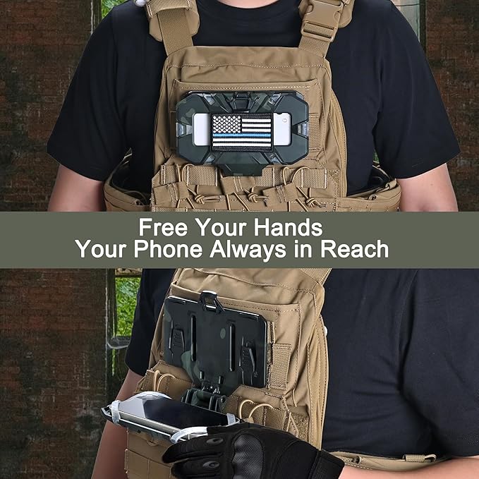Tactical Plate Carrier Phone Mount, Universal Molle Phone Holder,Tactical Phone Holder Foldable Navigation Board for Tactical Vest Attachments