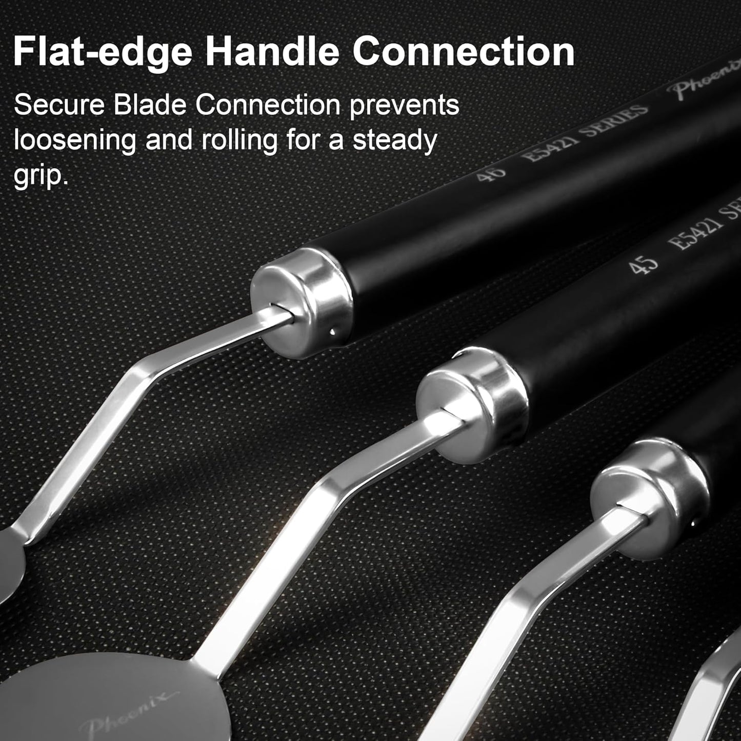 PHOENIX High Flexible Palette Knife Set, 5 Pieces Stainless Steel Painting Knives (32,34,50,46,53) Art Knife with Wood Handle, Paint Spatula for Oil Acrylic Paint