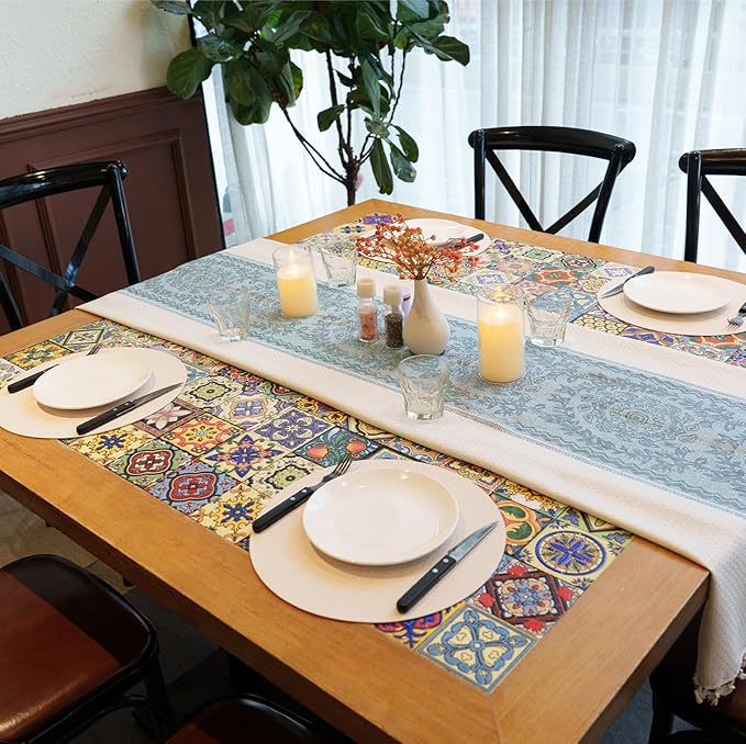 Round Faux Leather Placemats Set of 6 – 13 Inch Vinyl Mats, Heat Resistant, Non Slip, Wipeable & Washable, Easy to Clean Dining Table Decor for Kitchen & Holiday Gatherings（Ivory White）