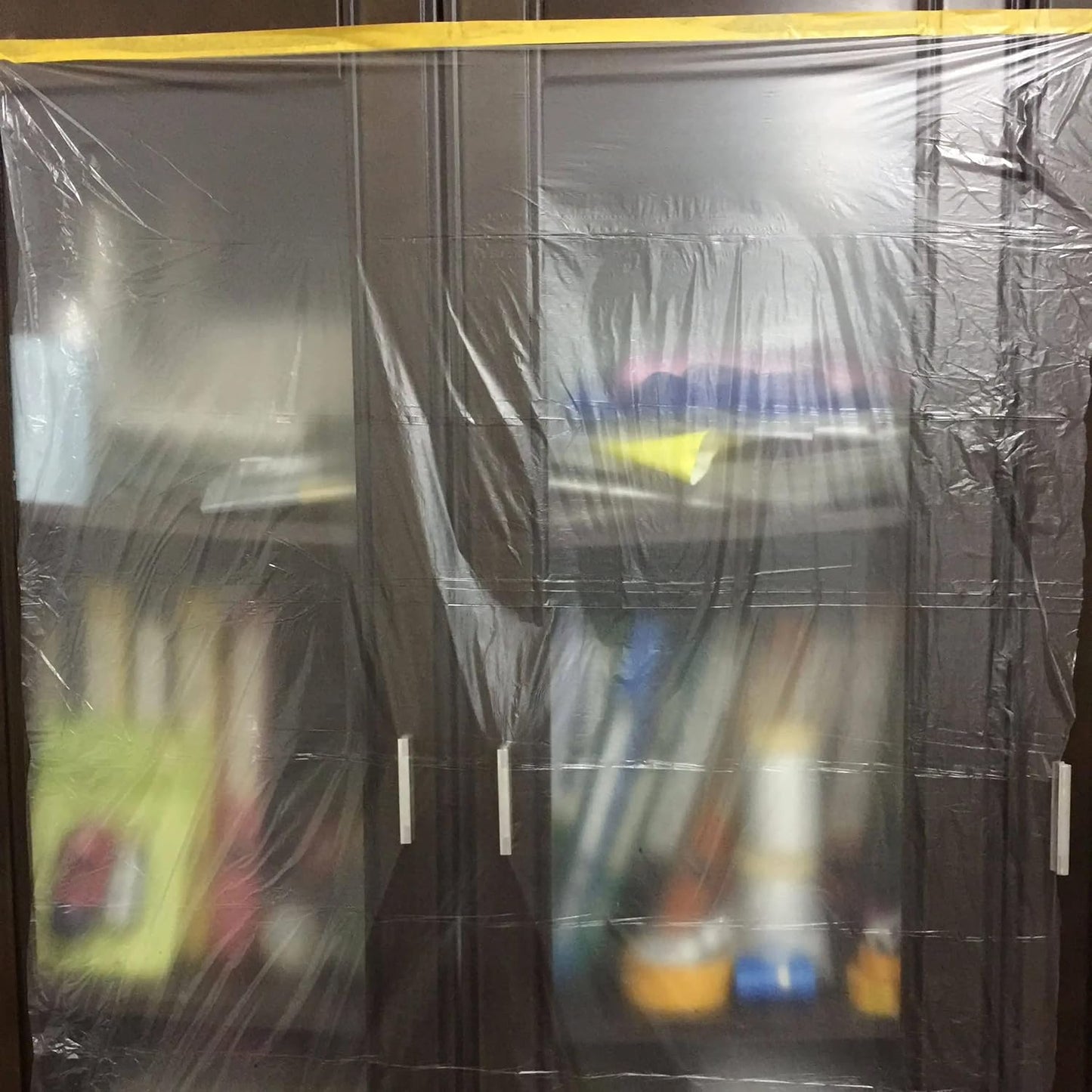 LLPT Tape and Drape 35.4”(Unfolded) x 66 Ft Each 2 Pack Pre-Taped Masking Film 0.27 Mil Painters Plastic Drop Cloth for Auto Wall Furniture Painting Protection (MFT902)