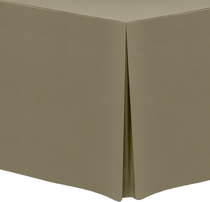 Ultimate Textile -5 Pack- 5 ft. Fitted Polyester Tablecloth - Fits 30 x 60-Inch Banquet and Folding Rectangular Tables - 42" H, Cafe Khaki