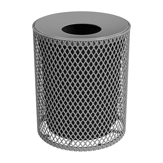 Leisure Craft Heavy-Duty 32 Gallon Receptacle, Portable, Liner Included, Made with Heavy-Gauge Metal and a Durable Thermoplastic Coating, Commercial Outdoor Park Receptacle, Made in The USA