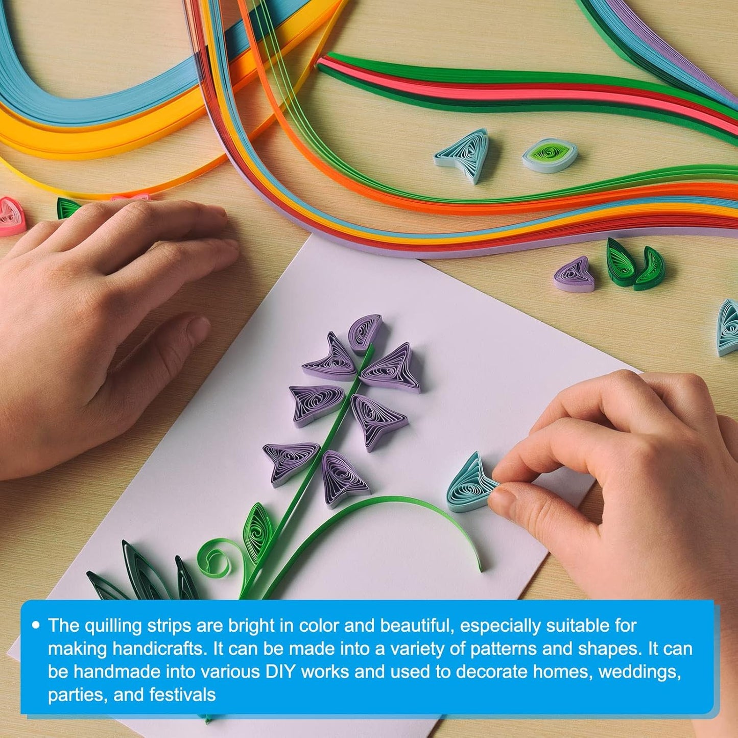 PATIKIL 120pcs Quilling Paper Strips Paper Flowers Quilling Kits 3/8"(10mm) Origami Paper for Adults Beginner Art Craft, 21"(54cm) Mint Green