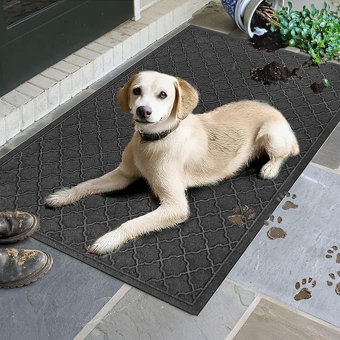 WaterHog Heavy Duty Doorway Mat, 3' x 5', Made in USA, Durable & Skid-Resistant Entryway Mat, Water-Trapping, Indoor/Outdoor Decorative Floor Covering, Cordova Collection, Charcoal