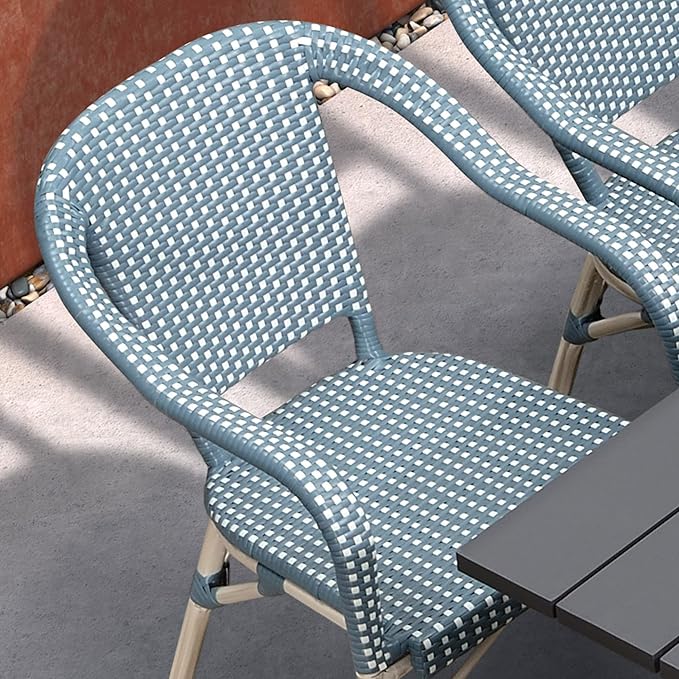 PURPLE LEAF 11 Pieces Outdoor Dining Set Patio Furniture Set with Large Aluminum Table and French Wicker Chairs for Garden Backyard Light Blue Patio Dining Set