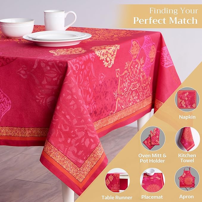 Maison d' Hermine Table Cloth Square Table 100% Cotton 60 x 60 Inches Fall Tablecloth Reusable Everyday Use for Thanksgiving Christmas Decorations Dining Farmhouse Party (Versailles)