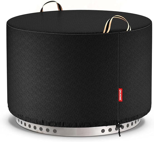 QH.HOME Fire Pit Cover Round for Solo Stove Yukon 27", Waterproof Smokeless Fire Pit Cover, 600D Strong Tear Resistant, Fits for Gas/Table/Bowl Fire pits - 28" D X 17" H