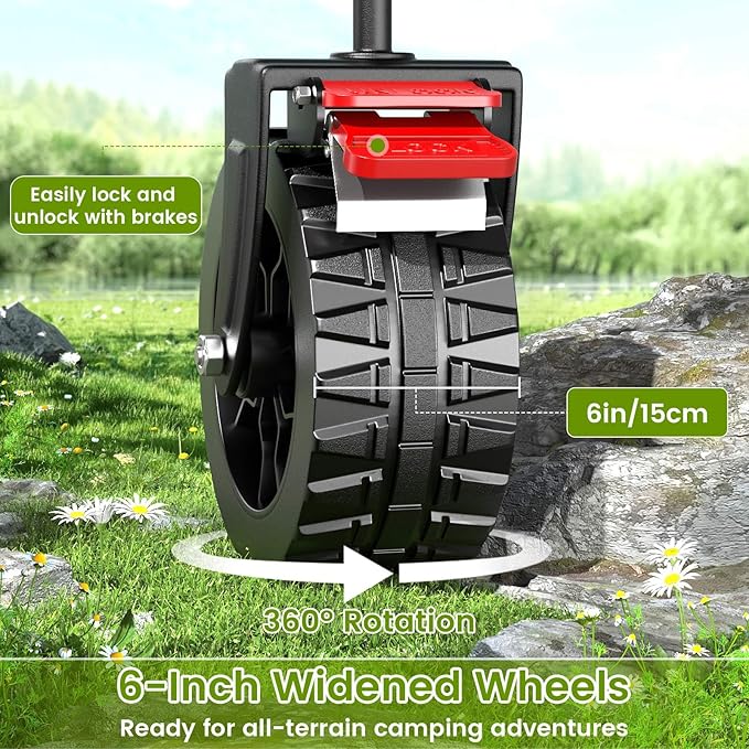 Collapsible Wagon Cart with Wider Wheels, 330lbs Heavy Duty Foldable Beach Wagon with Auto-Rebound Handle, 180L Utility Grocery Shopping Cart for Garden, Shopping, Camping, Sports, Gray