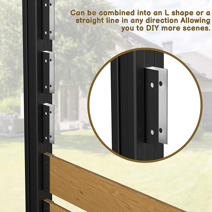 MUPATER 49'' H×78'' W Outdoor Fence Privacy Screen, No Dig Wooden Privacy Screen for Hard Ground and Soil, 2 Way to Use, Aluminum Post, Privacy Fence Panel, Air Conditioner Fence,Natural (2 Panels)