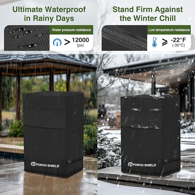 Porch Shield Fade Resistant Square Patio Fire Column Cover 21 inch Waterproof Outdoor Tall Fire Pit Cover