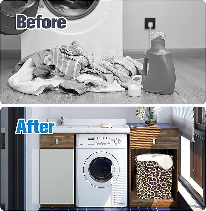 Brown Leopard Laundry Basket Foldable Oxford Cloth Funny Tote Bag Laundry Hamper Clothes Storage Bucket Organizer For Bathroom/Laundry Storage/Bedroom Storage Basket 17.7x13.7 Inch