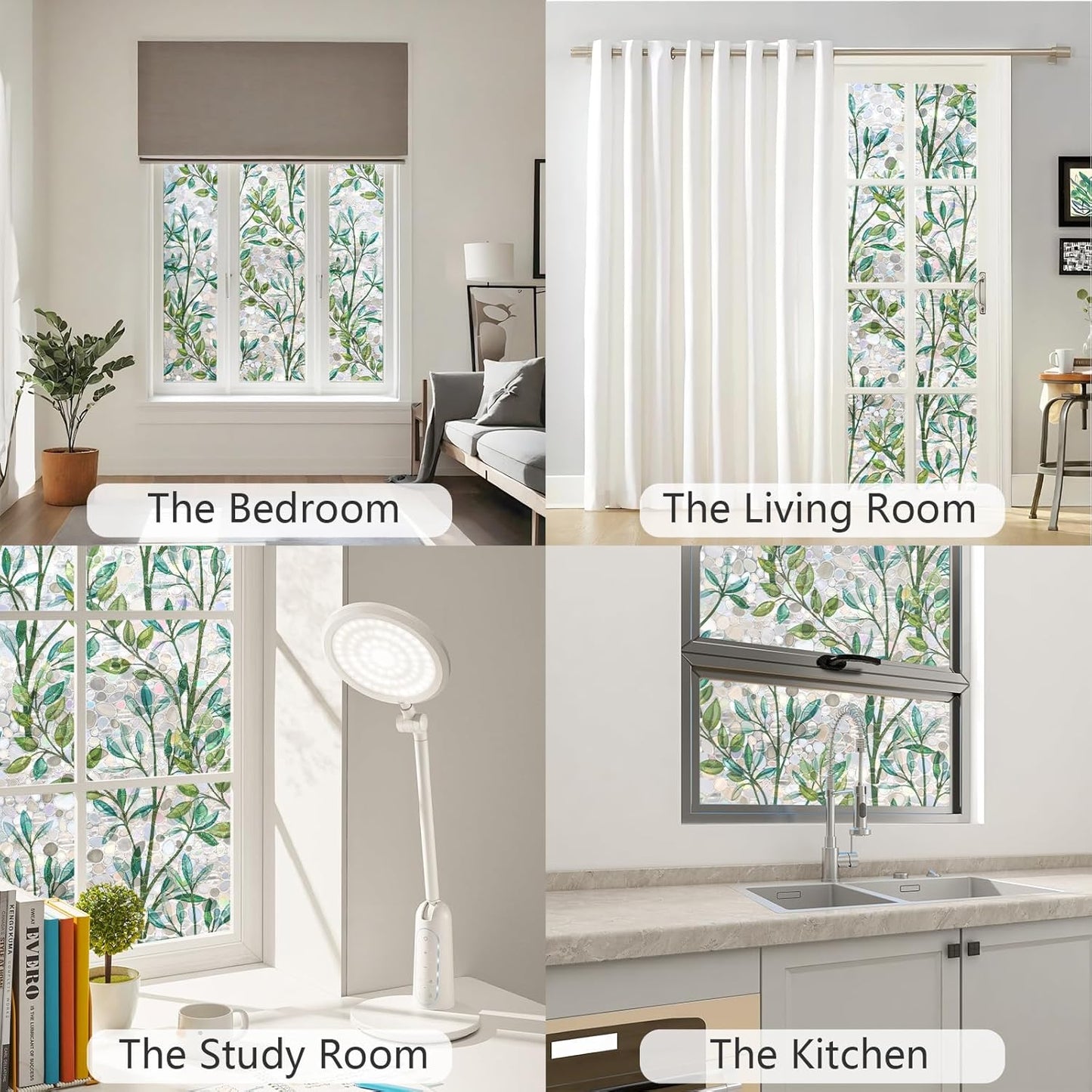 LEMON CLOUD Window Privacy Film, Stained Glass Window Film, Decorative Rainbow Window Clings, Static Cling Non Adhesive Door Stickers, Anti-UV Sun Blocker Heat Control for Home 29.5 x 78.7 inches