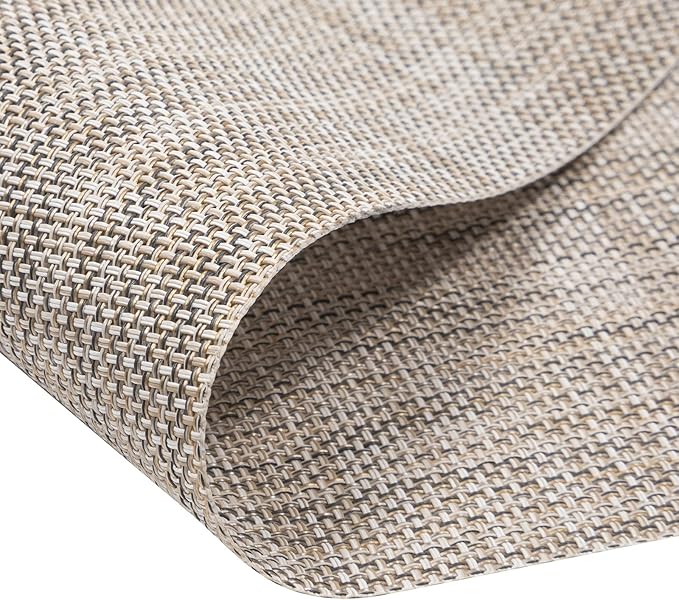 SHACOS Wedge Placemats Set of 8 Woven Vinyl Plastic Placemats for Small Round Table Place Mats Wipe Clean Non Slip Table Mats, Beige White Black