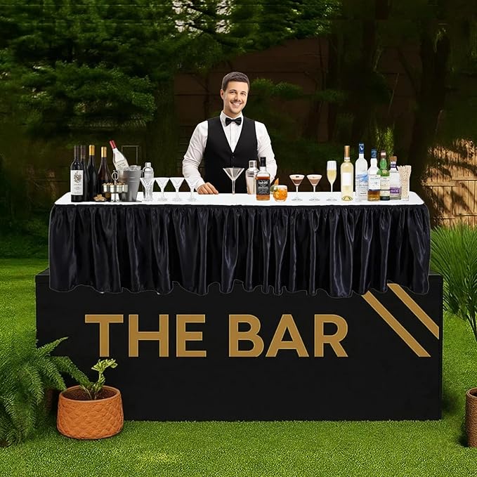 Bar Top Riser Tables Bar Riser with Skirt Mobile Folding Table Foldable Portable Risers for Banquet Events Home Party Picnics Restaurants(Table Not Included)(White,6 ft)