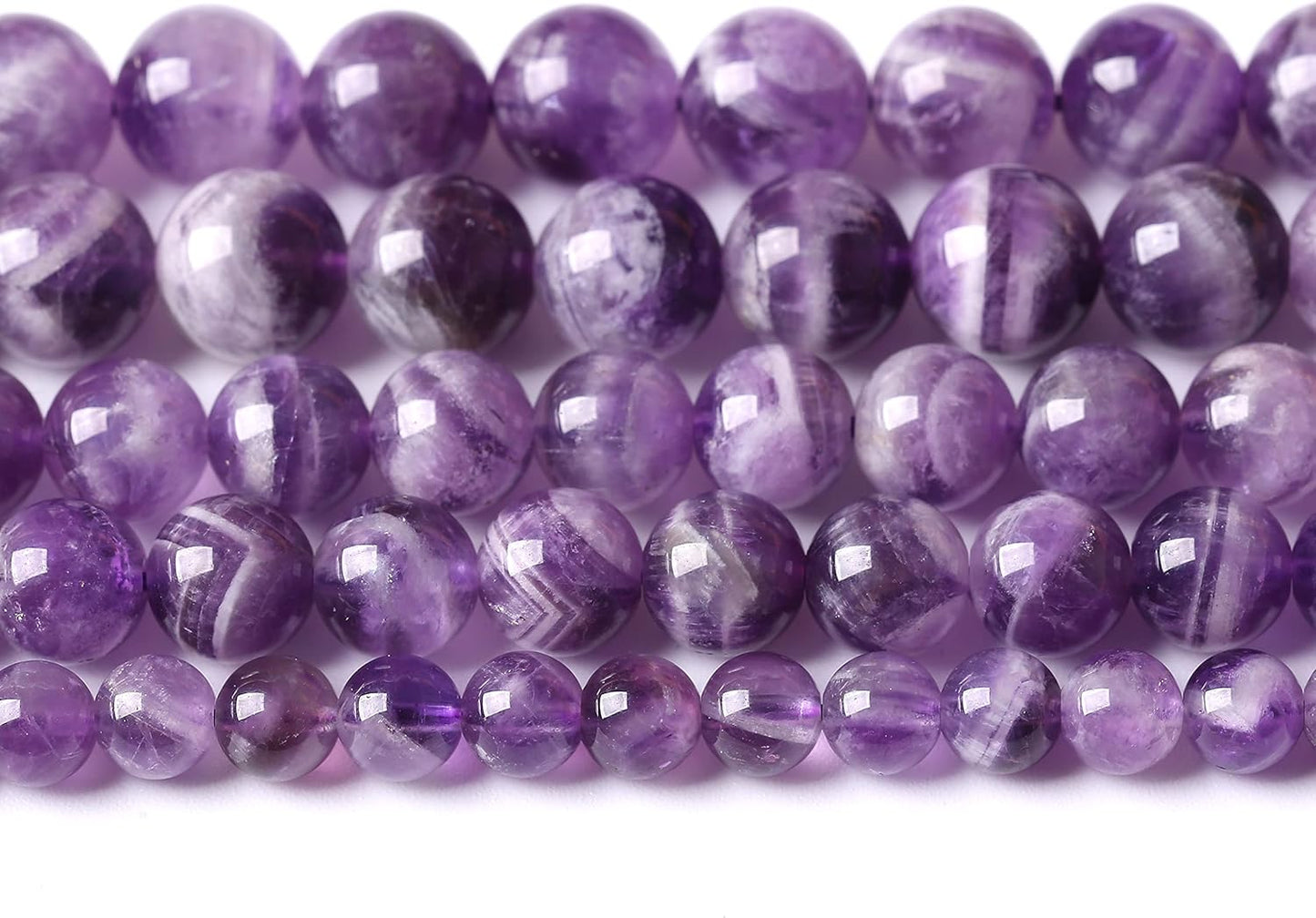 Natural Purple Dream Lace Amethysts Beads Crystal Round Loose Beads for Jewelry Making 8mm 45PCS 1 Strand 15" (Purple Dream Lace Amethysts, 8mm)