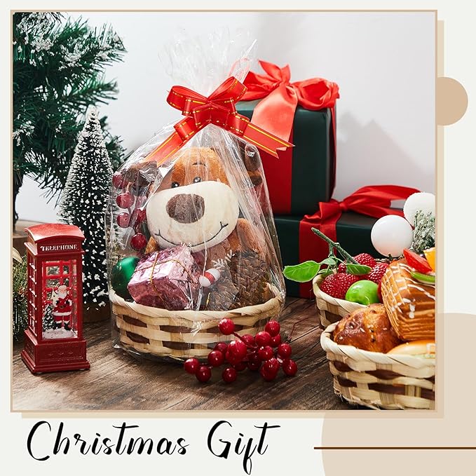 Sintuff 24 Pcs Small Woven Basket Round Bamboo Gift Baskets 6. 5 x 2 Inches Wicker Berry Bread Fruit Basket Empty Food Serving Baskets for Picnic Kitchen Restaurant