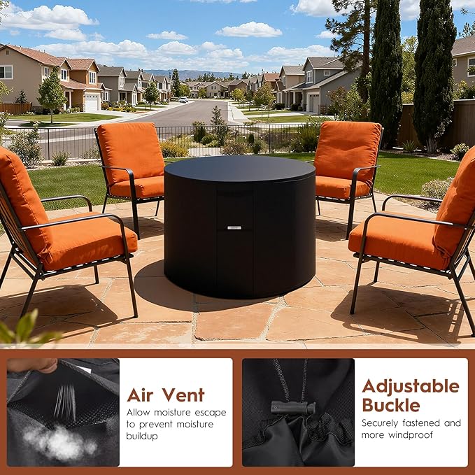 Fire Pit Cover Outdoor Round 32"D X 24"H Heavy-Duty Waterproof 600d Oxford Fading Resistant Tear-Resistant Patio Gas Fire Pit Table Cover