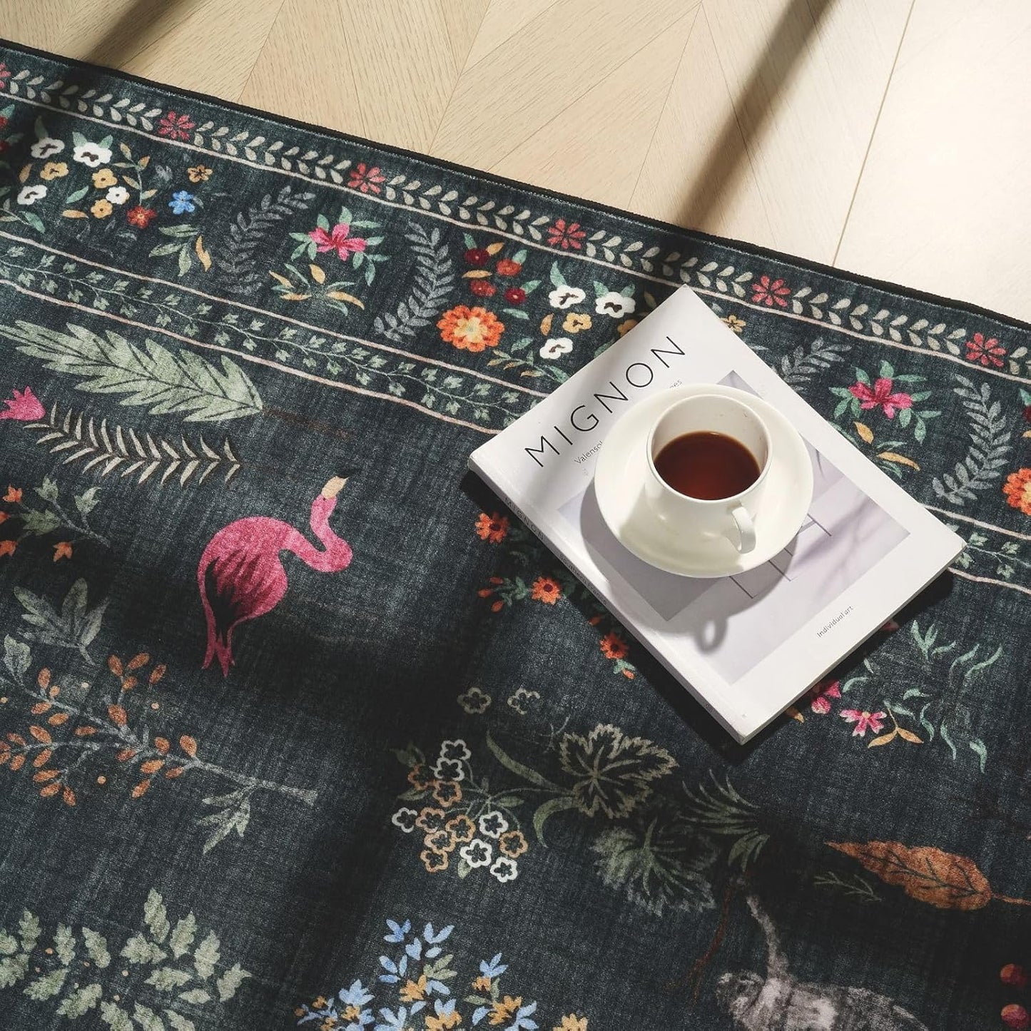 Rugcomf Runners for Kitchen Rug Non Slip 2'x10' Long Washable Rugs with Rubber Backing Soft Floral Animal Carpet Runner for Kitchen, Laundry, Bedroom, Bathroom (Green)