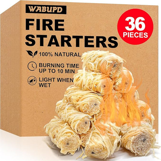 36 Pcs Fire Starter - Natural Fire Starters for Fireplace, Pellet Stove, BBQ, Pizza Oven, Fire Pit &Chimney, Fire Starters for Grill, Charcoal Starter