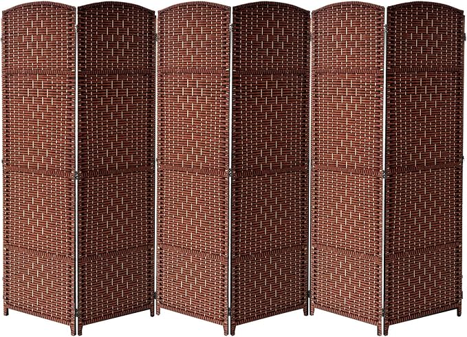 Sorbus 6 Panel Room Divider 6 ft. Tall - Privacy Screen, Extra Wide Double Hinged Panels, Diamond Double-Weaved, Partition Room Dividers and Folding Privacy Screens, Wall Divider for Room Separation