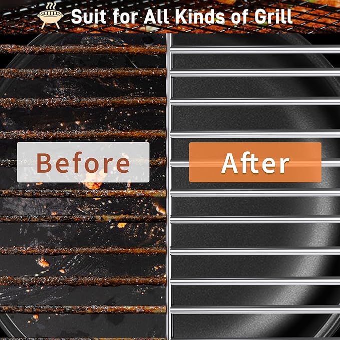 BBQ Grill Brush with Scraper-Removable BBQ Clearning Brush Head with Wire Bristles Brush & 2 Steam Brush-Red Grill Cleaner Brush Accessories for Gas/Charcoal Grilling Grates-Gifts for Grill Men
