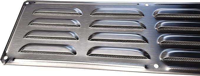 Stainless Steel BBQ Grill Air Vent with Screen - Outdoor Kitchen - Fire Pit or Smoker Shed Venting Cover 15" by 4-1/2"