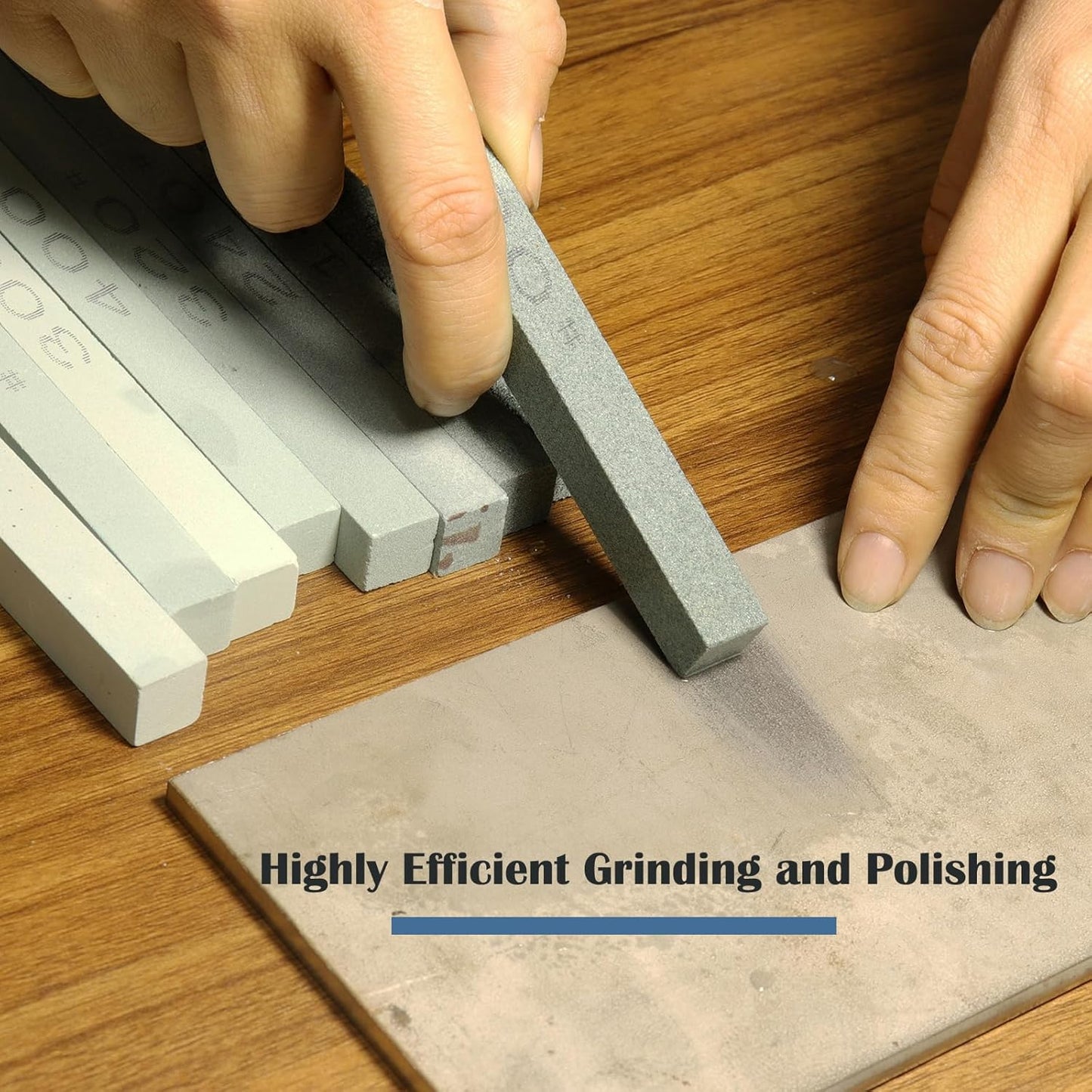 8 pcs Rectangular Shaped Sharpening Stone Sticks Set, 5.92inch Green Silicon Carbide Stones, Grit Sizes 80#-3000# for Models, Metal, & Knife Cutting Tools