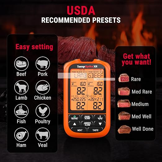 ThermoPro TempSpike 2000FT Wireless Meat Thermometer Digital with 2 Ultra-Thin Meat Probe, Grill Thermometer Wireless for Rotisserie, Smoker, BBQ, Steak Grilling Accessory, Kitchen Cooking Thermometer