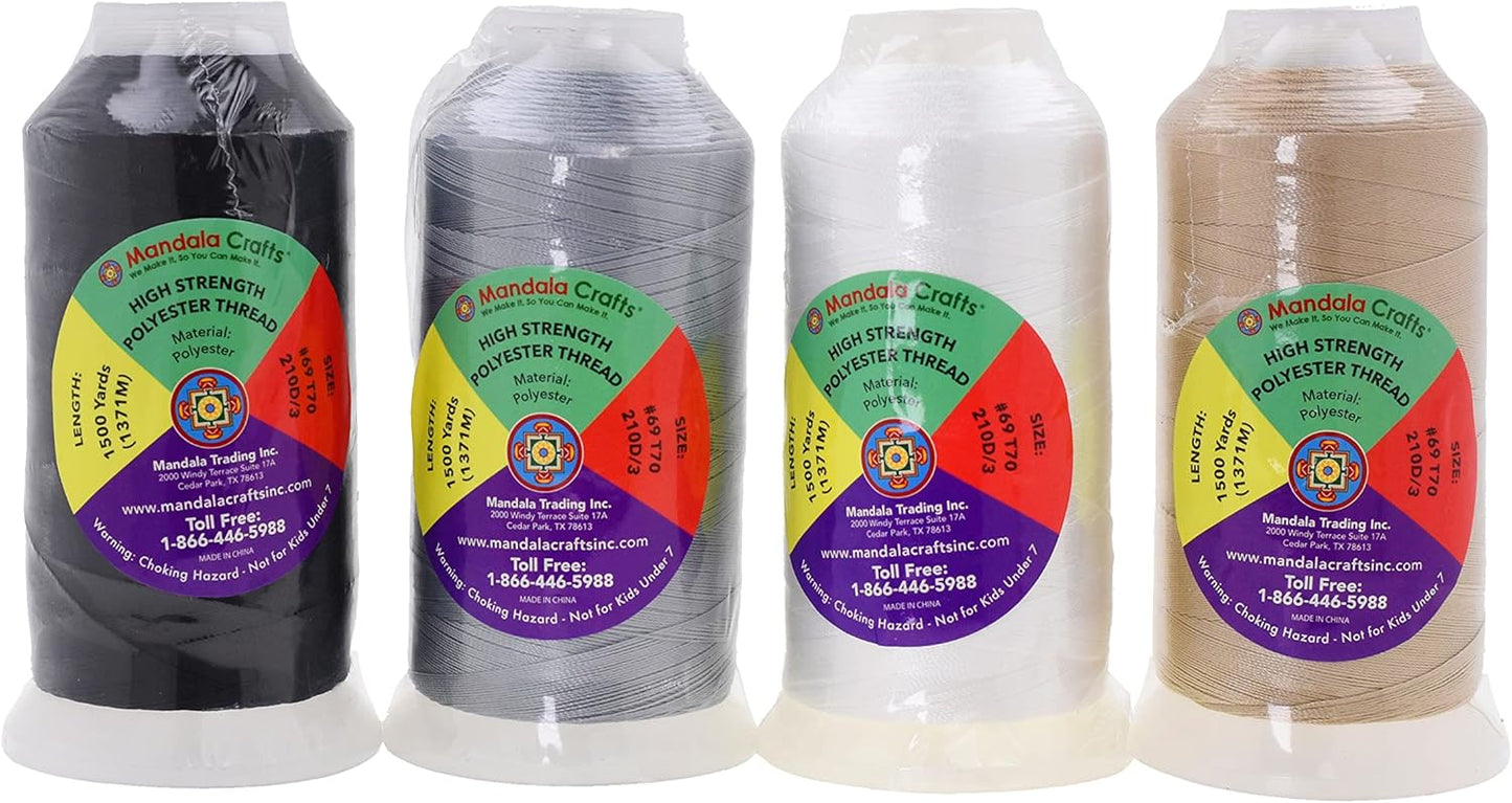 Mandala Crafts Neutral Heavy Duty Thread - 6000 Yds Tex 70 Thread - Bonded Polyester Thread Outdoor Marine Upholstery Threads