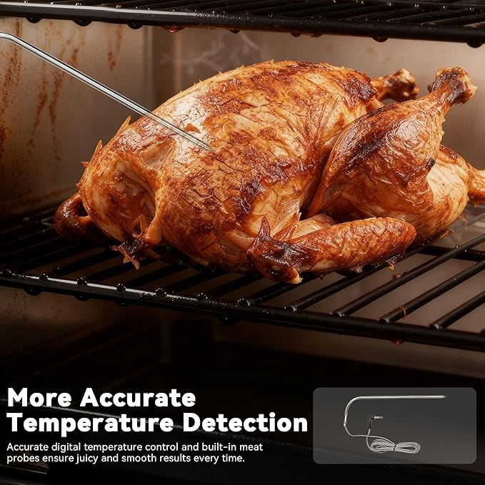 Vertical Electric Pellet Smoker with Cover & Meat Probe, 4-Rack Digital BBQ Electric Smokers, 616 Sq.in, LED Temperature Control, Ribs, Brisket, Chicken