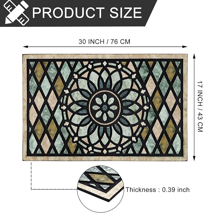 CHICHIC Welcome Door Mat 17x 30 Inch Front Doormat Outdoors for Home Entrance Outdoors Mat for Outside Entry Way Doormat Entry Rugs, Heavy Duty Non Slip Rubber Back Low Profile, Flower