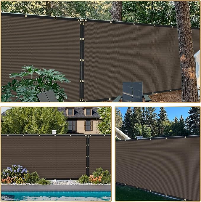 Privacy Fence Screen 8' x 50' Heavy Duty Mesh Windscreen Cloth Brown
