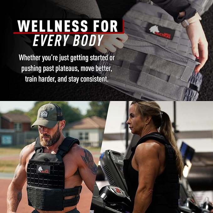Wolf Tactical Adjustable Weighted Vest for Men & Women - Rucking, Workout, Running, Walking & CrossFit Weight Vest for Strength Training & Fitness