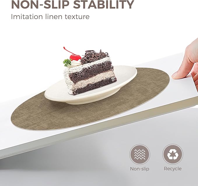 13" Round Placemats Set of 6, NCUE Dual-Sided Faux Leather Heat Resistant Table Mats, Waterproof Oilproof Washable Protective Table Placemats with Coaster, Wipeable Vinyl for Indoor & Outdoor Use