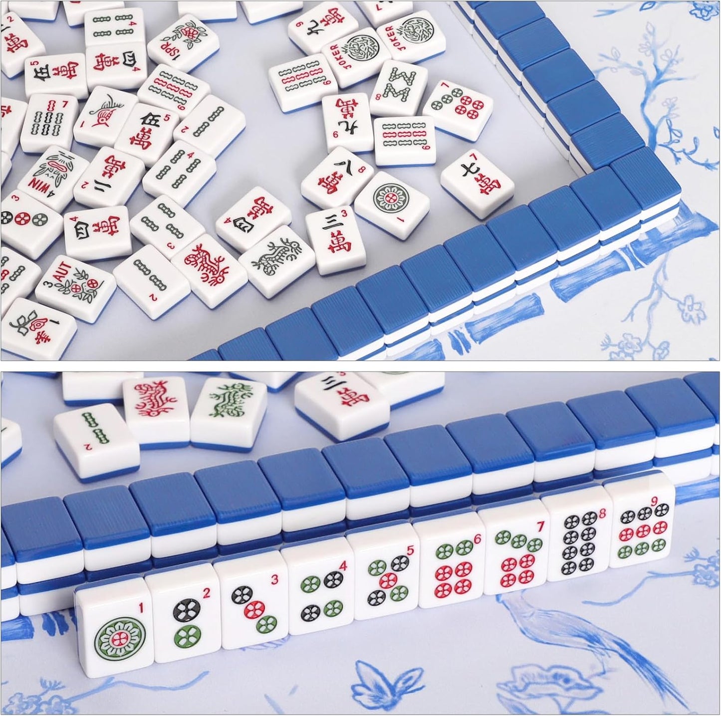 American Mahjong Tile Set with 166 Navy Blue Back Tiles (1.2”, Tiles Only)