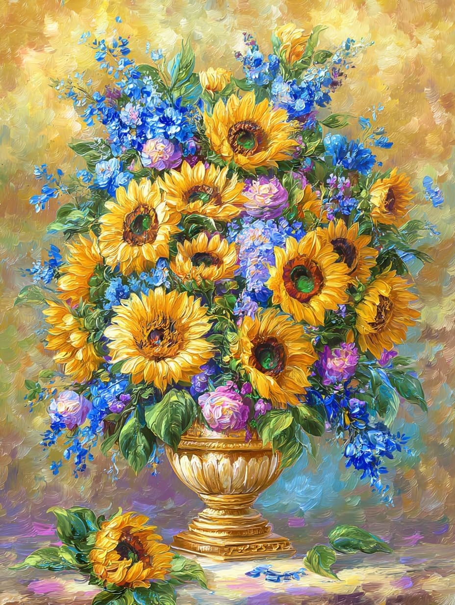 Moohue 14ct Counted Stamped Cross Stitch Kits for Adults Flowers Printed Cross Stitch Patterns Art Crafts Cross Stitch Supplies (Flowers 11)