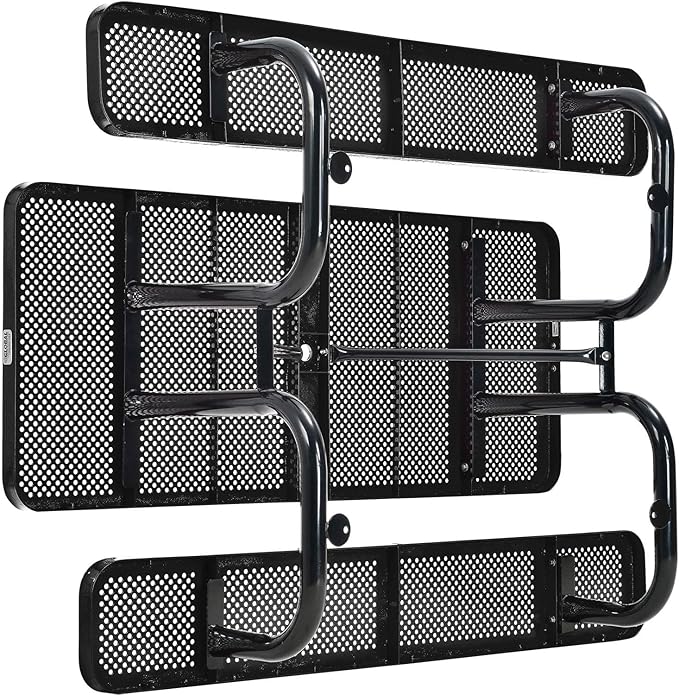Global Industrial 72" Rectangular Perforated Metal Outdoor Picnic Table, Black