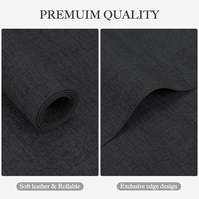 Faux Leather Heat Resistant Placemats Set of 4 – Waterproof Oilproof Wipeable Dining PU Place Mat Easy Clean Table Mats for Kitchen/Dining/Party/Holiday, Dark Grey