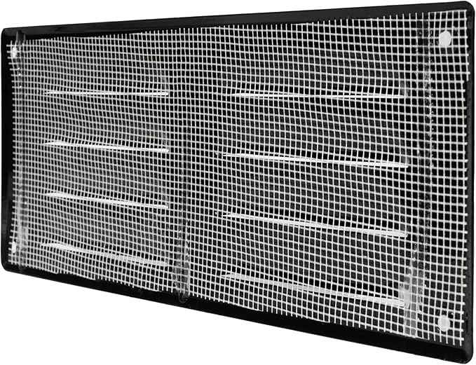 Repa Market 10" x 4" Inch (Outer Dimensions) Black Air Vent Cover - Steel Return Air Grilles - for Ceiling and Sidewall - HVAC - with Protection Screen (10.24" x 4.13" Inch)