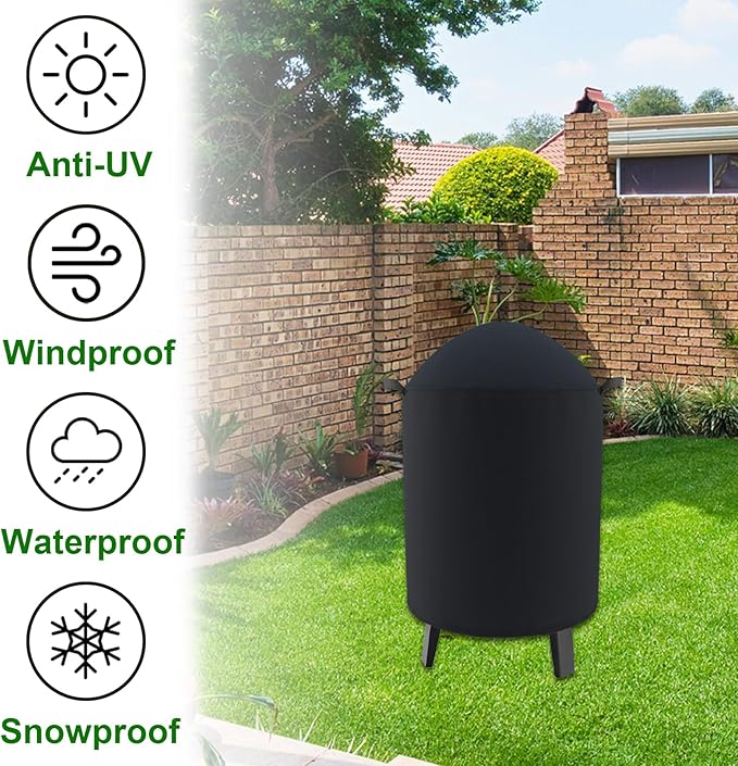 Outdoor Round Smoker Cover Fits Char-Broil 16" Bullet Smoker, Realcook 17" Smoker, OURCAMP 17" BBQ Smoker, Cuisinart COS-116 Vertical Charcoal Smoker,Joyagrill 17-1/2" Smoker Grill (22" D x 30" H)