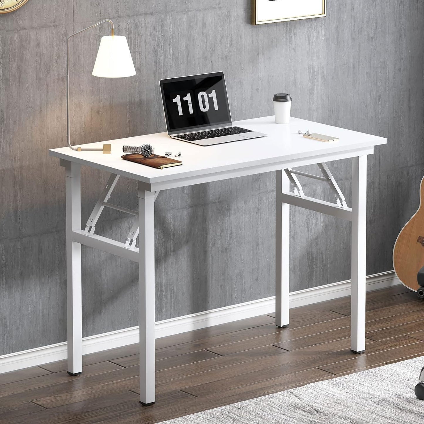 Need Folding Computer Desk - 31.5 Inch Foldable Office Writing Work Study Kids Student Teacher Home Bedroom Table, White