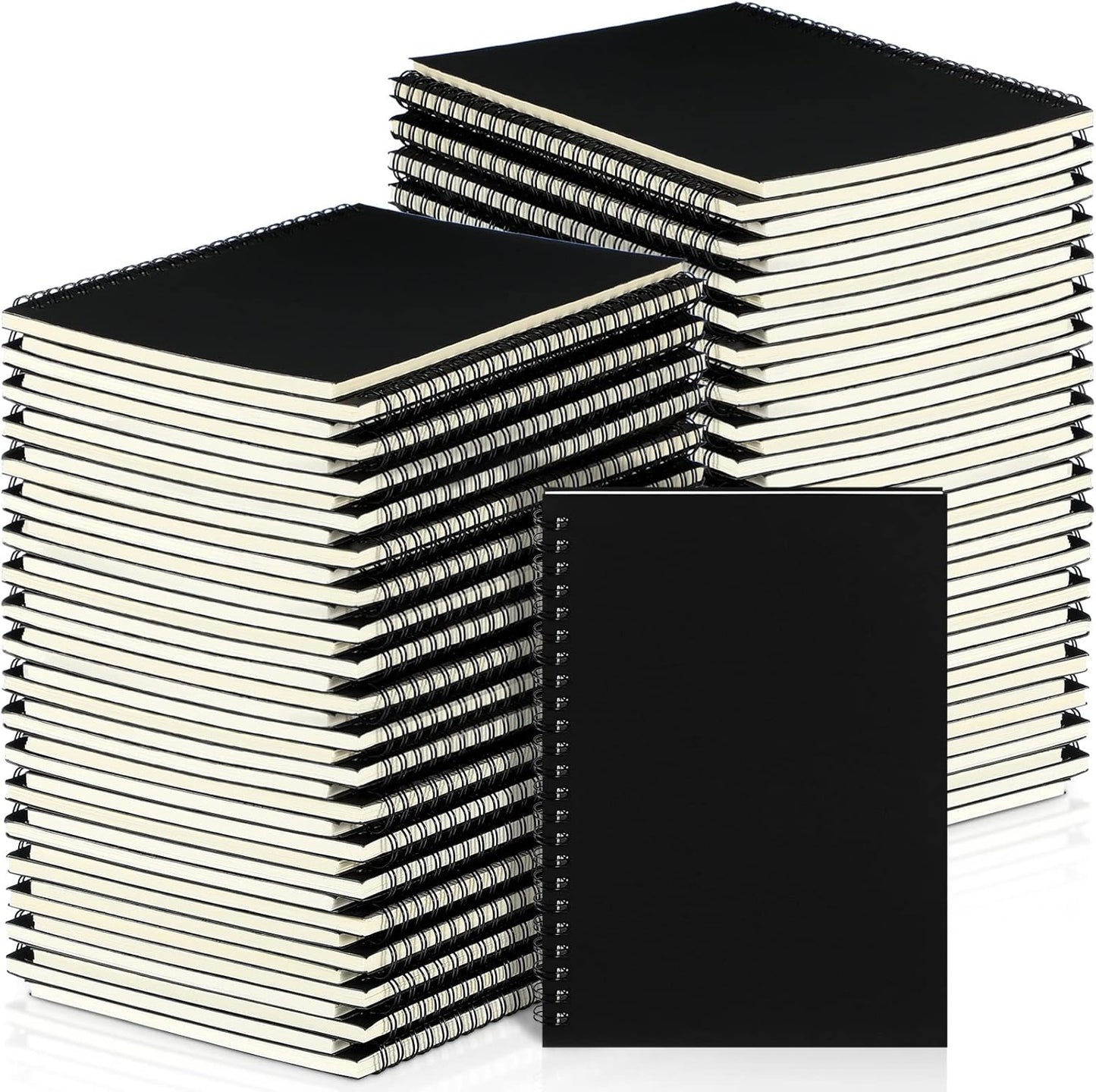 Yahenda 54 Pcs Spiral Notebook Bulk A5 Journal Lined 8.3'' x 5.5'' Writing Composition Paper Small Notepad Subject Notebook for Students Office Business Back to School Supplies (Black)