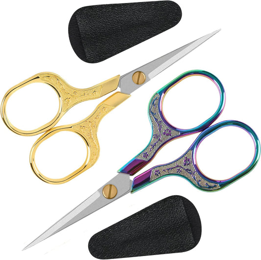 Embroidery precision scissors-Glexal 5 Inch Vintage Scissors-2 pack,Ultra Sharp Blade Shears,scotch small crafts scissors for multi purpose…