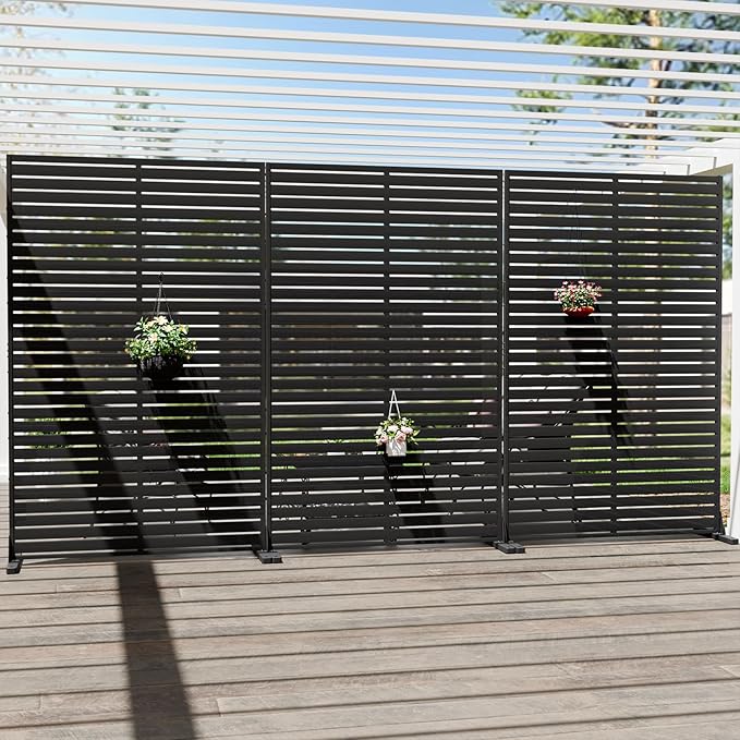 Privacy Fence Screen Outdoor Freestanding Privacy Panel, 72" H×47" W HDPE Decorative Panels with Stand, Room/Garden Divider, Outdoor Privacy Screen for Patio,Deck, Balcony, Pool