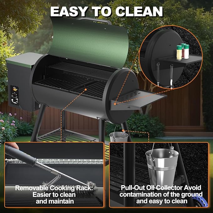 Pellet Smoker Grill Combo, 565 SQ.IN Cooking Area with PID Temperature Control (180-450°F) Electric BBQ Meat Grills & Smokers, Patio Backyard for Roast Outdoor