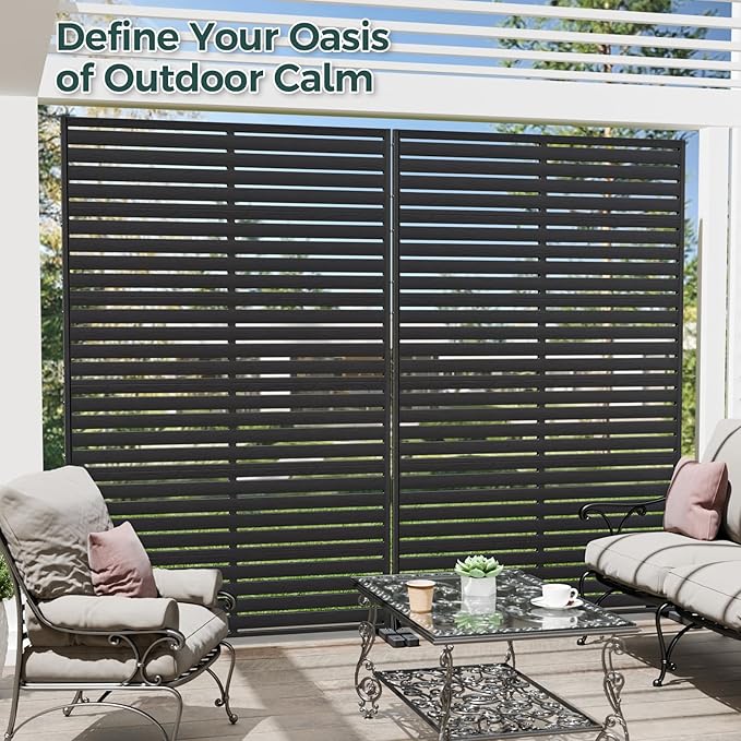 Privacy Fence Screen Outdoor Freestanding Privacy Panel, 72" H×47" W HDPE Decorative Panels with Stand, Room/Garden Divider, Outdoor Privacy Screen for Patio,Deck, Balcony, Pool