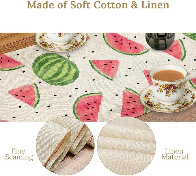 Watermelon Table Runner, Spring Summer Watermelon Theme Table Runner for Party Decoration Dining Room Holiday Home Kitchen 13x108in