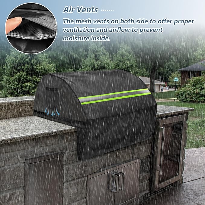 Built in Grill Cover for Blaze Premium LTE 32-Inch - Heavy Duty 600D Waterproof with Reflective Strips and Plush Lining, Universal 4-Burner Gas Grill Protector,Black