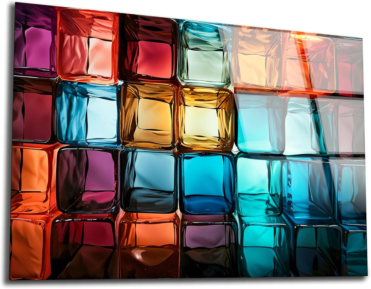 SpiritualHands Magical Light Play and Stunning Colors Tempered Glass Wall Art Painting for Living Room, Tempered Glass Modern Prints Decor, Large Vivid Color Panel for Bedroom, Kitchen, or Office