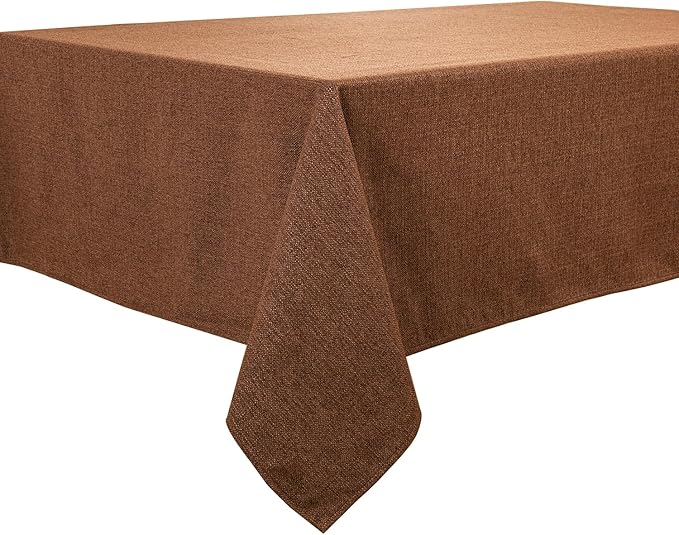 BALCONY & FALCON Rectangle Tablecloth 47" x 63" Washable Wrinkle Resistant and Water Proof Table cloth, Decorative Linen Fabric Tablecloths for Dining, Parties, Kitchen, Wedding and Outdoor Use, Brown